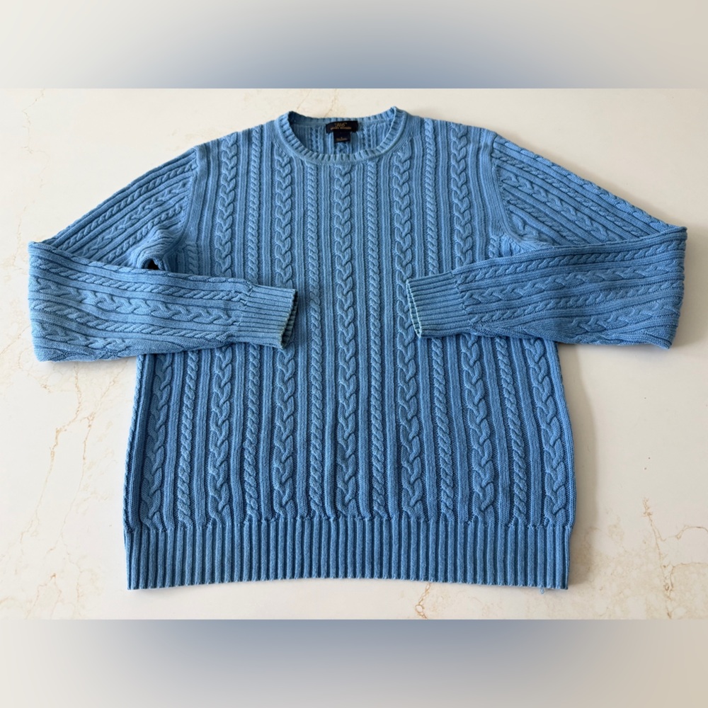 Brooks Brothers Blue linen Cable Knit Sweater